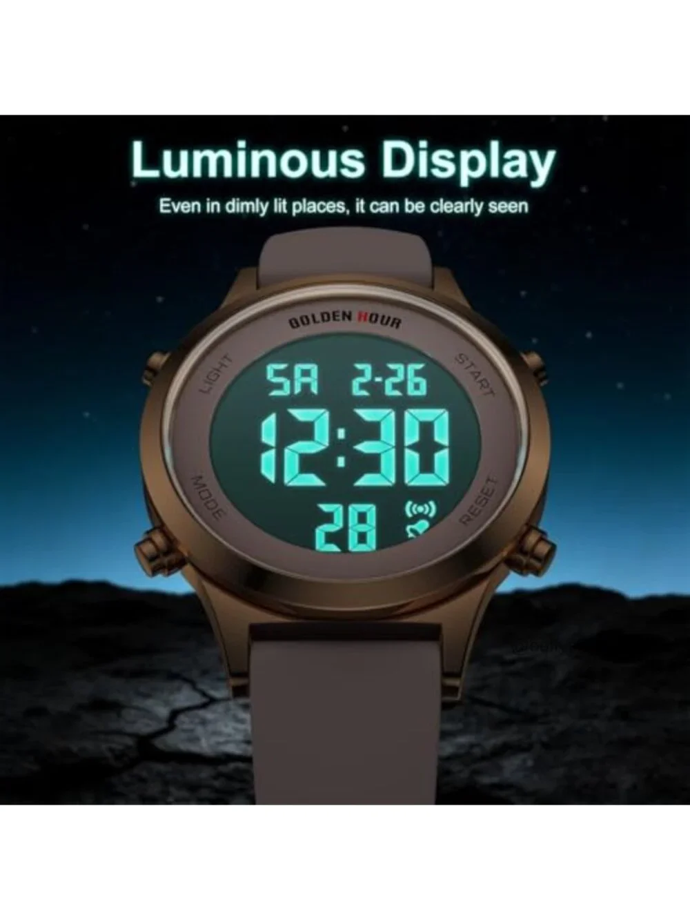 Women's Digital Sports Watch Waterproof Silicone Strap Alarm Stopwatch